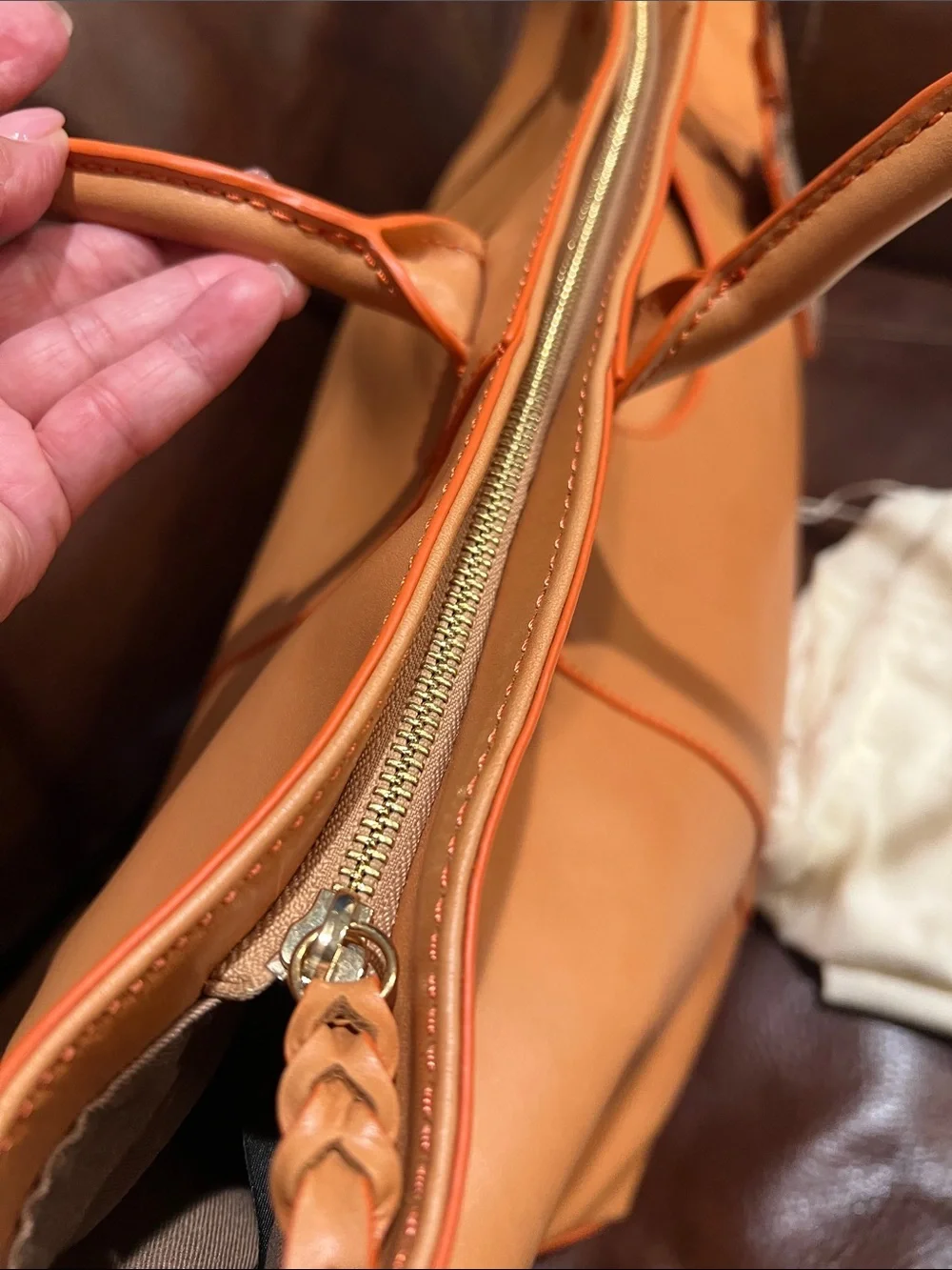 Got.It.Love.It. Brand Sleek Tan Leather Tote with Double Handles